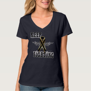 Camiseta Continue combatendo Melanoma Damas Nano V-Neck T-S