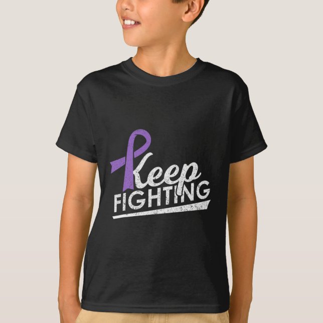 Camiseta Continue combatendo o Alzheimer e o guerreiro da e (Frente)