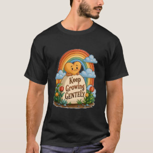 Camiseta Continue Crescendo Gentilmente Coração e Arco-íris