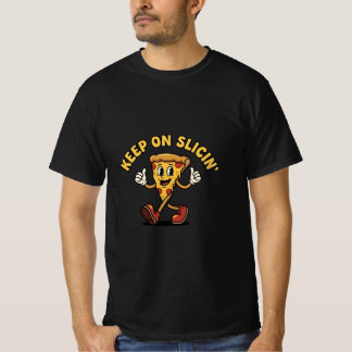 Camiseta Continue Fatiando – Motivação Retro de Pizza