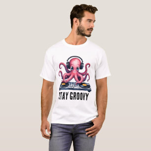 Camiseta Continue Groovy DJ Octopus , Amante da Música Fofa