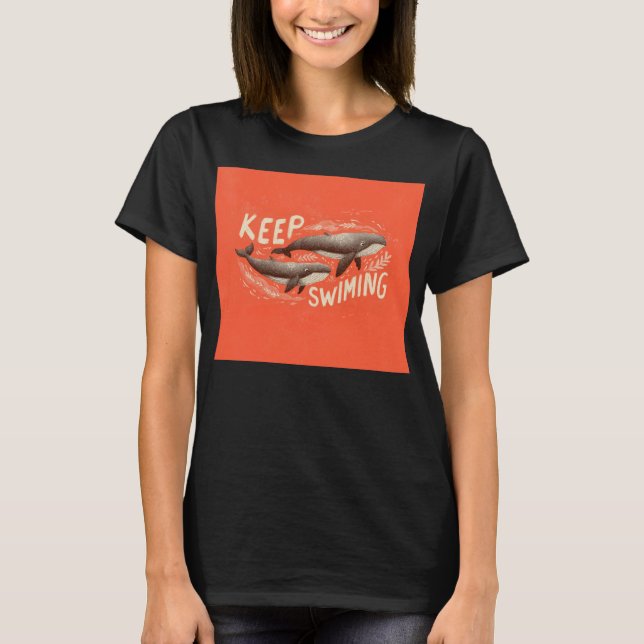 Camiseta Continue Nadando Baleias (Frente)