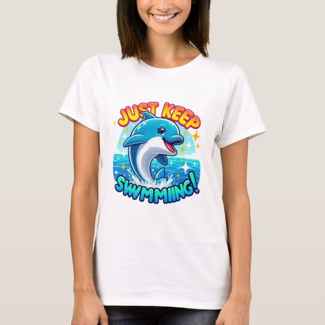 Camiseta Continue nadando golfinho (Frente)