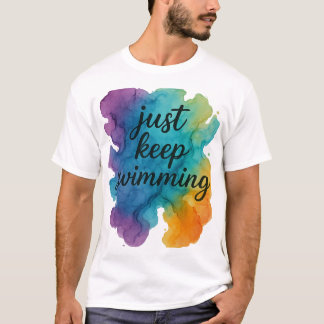 Camiseta Continue Nadando - Ilustração de Tinta Álcool