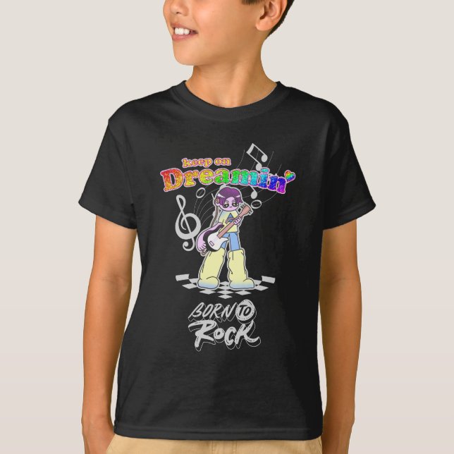 Camiseta Continue Sonhando Guitarrista de Anime Y2K  (Frente)