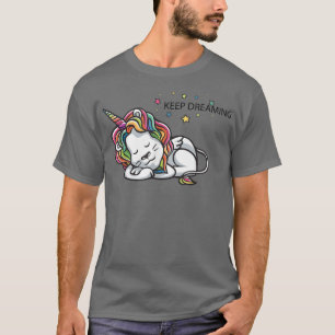 Camiseta Continue sonhando Leão Unicórnio cauda de fada