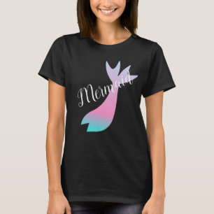 Camiseta Conto da Sereia Ombre Arco-íris Rosa Azul-claro