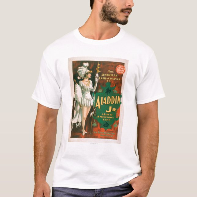 Camiseta Conto do Jr. de Aladdin de um teatro maravilhoso 2 (Frente)