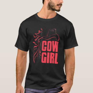 Camiseta Contorno da Cabeça de Cavalo Western Cowgirl