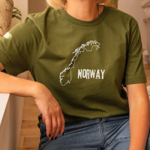 Camiseta Contorno da Linha de Mapa do País da Noruega Front