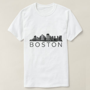 Camiseta Contorno da Silhueta da Cidade de Boston Arte Pret