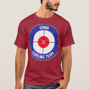 Camiseta Contorno de Estado do Iowa Curling Team Sweep Rock