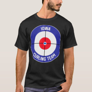 Camiseta Contorno de Estado do Iowa Curling Team Sweep Rock