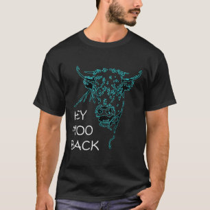 Camiseta Contorno de Touro Vaca Azul Hey Moo Costas Nas Co
