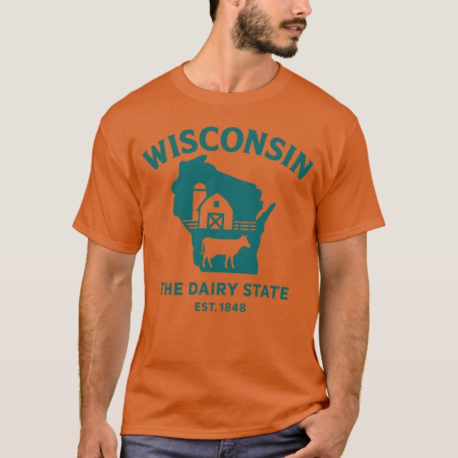 Camiseta Contorno do celeiro do estado leiteiro de Wisconsi (Frente)