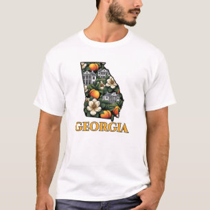 Camiseta Contorno do Estado da Geórgia com estilo de tatuag