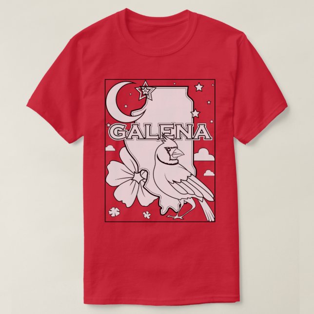 Camiseta contorno do estado de galena ilIllinois TShirt (Frente do Design)