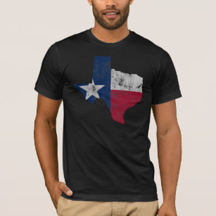 Camiseta Contorno do Estado de Vintage, Texas Flag