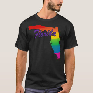 Camiseta Contorno do Estado do Arco-íris na Flórida
