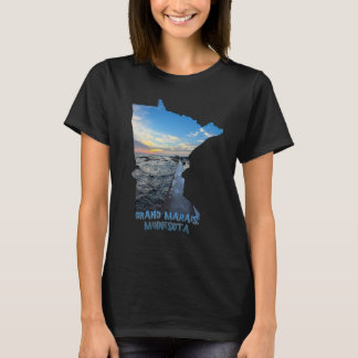 Camiseta Contorno do Estado do Minnesota Grand Marais Sunse