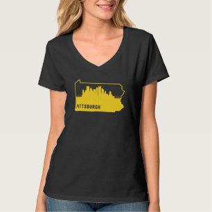 Camiseta Contorno do Estado legal Amarelo da Pensilvânia em