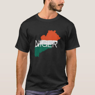 Camiseta Contorno do Mapa da Bandeira do Níger