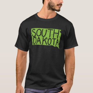 Camiseta Contorno do Mapa de Dakota do Sul EUA América