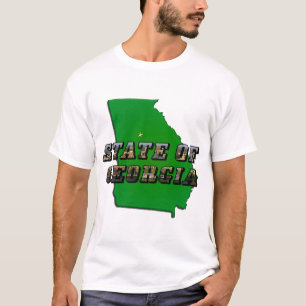 Camiseta Contorno do Mapa do Estado da Geórgia e Texto da I
