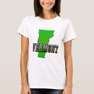 Camiseta Contorno do Mapa Vermont e Texto da Imagem
