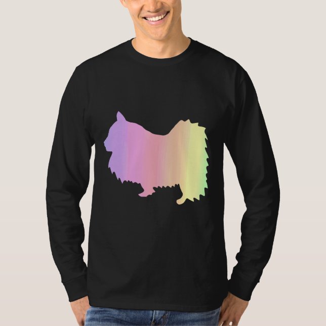 Camiseta Contorno do Rainbow Pomeranian Dog (Frente)