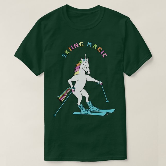 Camiseta Contorno do Skiing Magic Unicorn (Frente do Design)