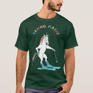 Camiseta Contorno do Skiing Magic Unicorn