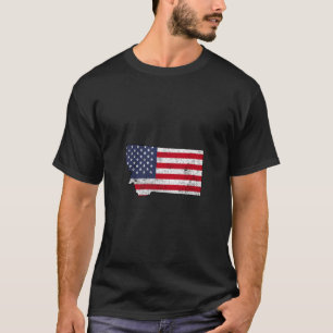 Camiseta Contorno Do State Of Montana Com O Flag Dos Eua Ad