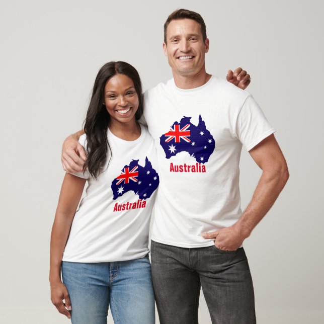 Camiseta Contorno e bandeira da Austrália (Unissex)