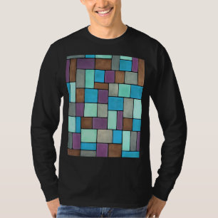 Camiseta Contorno Preto Contemporâneo Retângulo E Quadrados