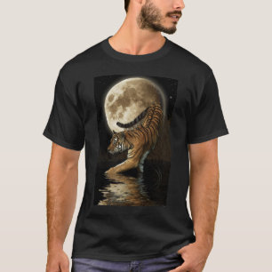 Camiseta Contos-luz ~ Tigre Caça em Camisa-Lua