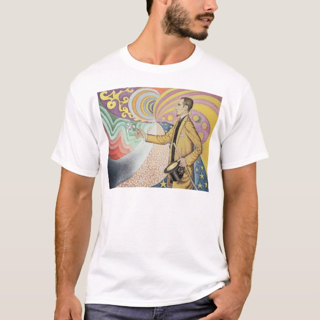 Camiseta Contra o esmalte de um fundo rítmico (Frente)