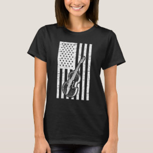 Camiseta Contrabaixista Bandeira dos EUA Contrabaixo Instru