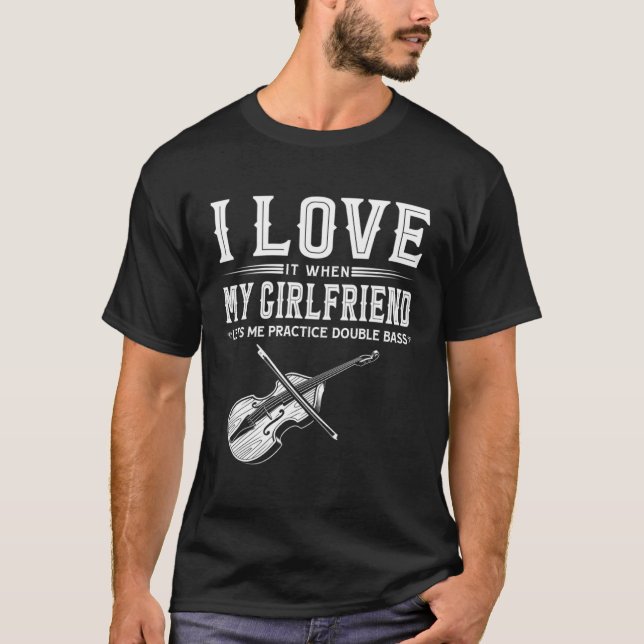 Camiseta Contrabaixo Eu Amo Praticar Contrabaixo (Frente)