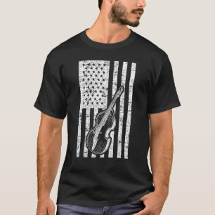 Camiseta Contrabaixo Instrumento Bandeira dos EUA Contrabai