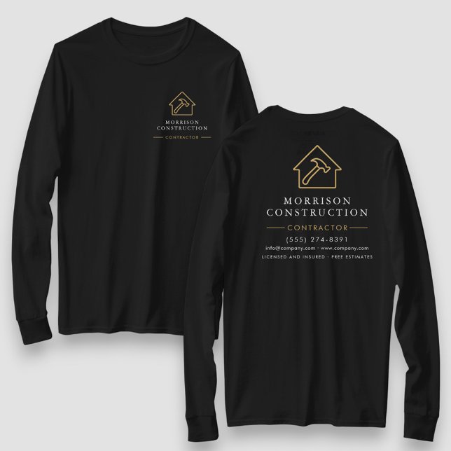 Camiseta Contractor Home Repair Black Gold Work T-Shirt (Criador carregado)
