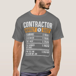Camiseta Contractor Hourly Rate Price Chart Labor Funny Gif