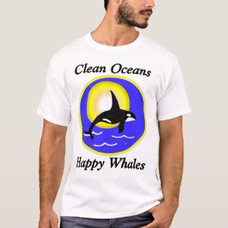 Camiseta Contraste feliz T das baleias do oceano limpo
