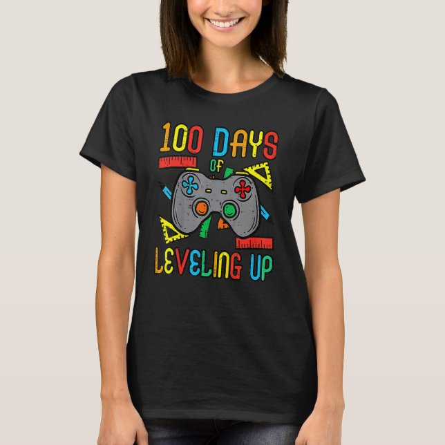 Camiseta Controlador de jogo de 100 dias subindo de nível P (Frente)