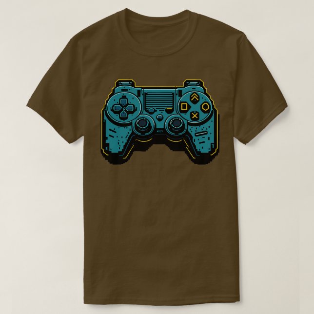 Camiseta Controlador de Jogo de Vídeo Pixel Art (Frente do Design)