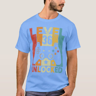 Camiseta Controlador de Jogo Desbloqueado Nível 36 Aniversá