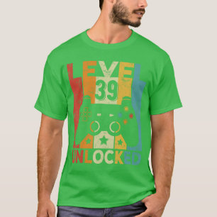 Camiseta Controlador de Jogo Desbloqueado Nível 39 Aniversá