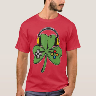 Camiseta Controlador de Jogo Dia de São Patrício Trevo Game