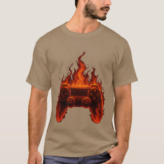 Camiseta Controlador de Jogo em Chamas Amante de Jogos Cons