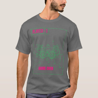 Camiseta Controlador de Jogo Estilo Retrô Jogador 1 Dizendo